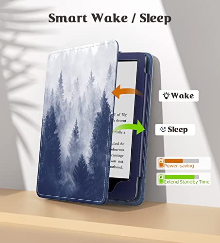 Image of MoKo Case for 7 inch /6.8 inch Kindle Paperwhite(12th /11th Generation-2024 /2021) and Kindle Colorsoft Signature Edition, Slim PU Shell Cover Case with Auto-Wake /Sleep for Kindle Paperwhite 2024, Gray Forest