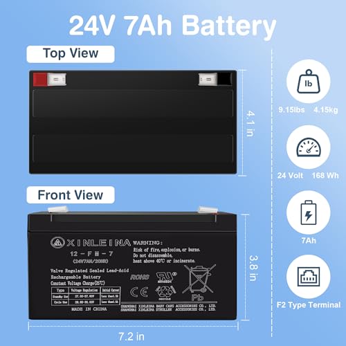 Image of ANPABO 24V 7Ah Battery for Ride On Toys, Rechargeable Pack, F2 Terminal