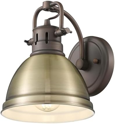 Duncan 1-Light Bath Vanity in Rubbed Bronze with Aged Brass