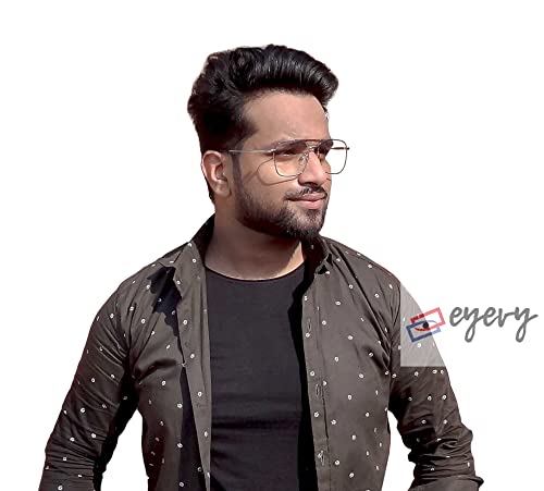 Image of BlueX Blue cut Computer glasses (E03006M) | Zero power transparent Eyeglasses | Anti Glare & UV light blocking spectacles | Square Metal Frame - For Men and Women