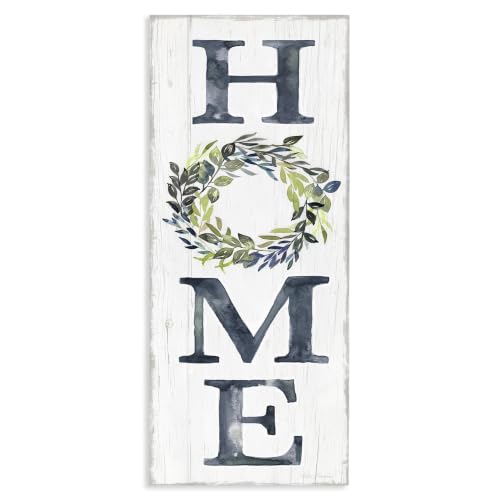 Home Sign Garland Twig Leaf, 13 x 30 Inch Canvas Wall Art