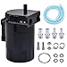 ZFBB Universal Oil Catch Can Kit Baffled Reservoir Tank Aluminum Black 300ml with Hose Kit