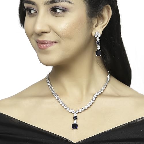 Rhodium-Plated American Diamonds Necklace set