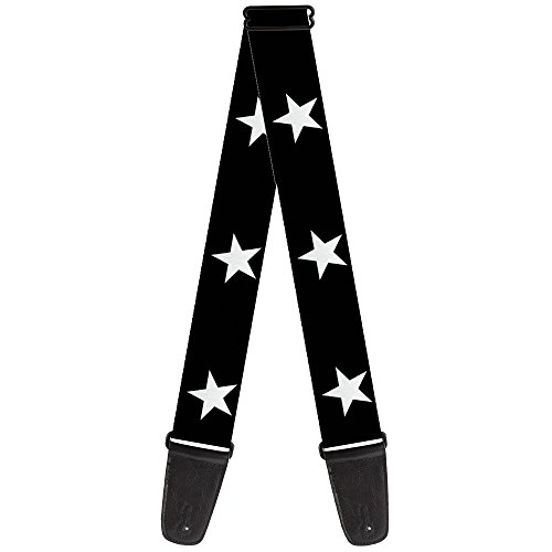Buckle-down Sangle de guitare 2″ Wide – 29-54″ Length Star Black/White - Les Beatles, Paul McCartney, John Lennon, RIngo Starr, George Harrison Buckle-down Sangle de guitare 2" Wide - 29-54" Length Star Black/White