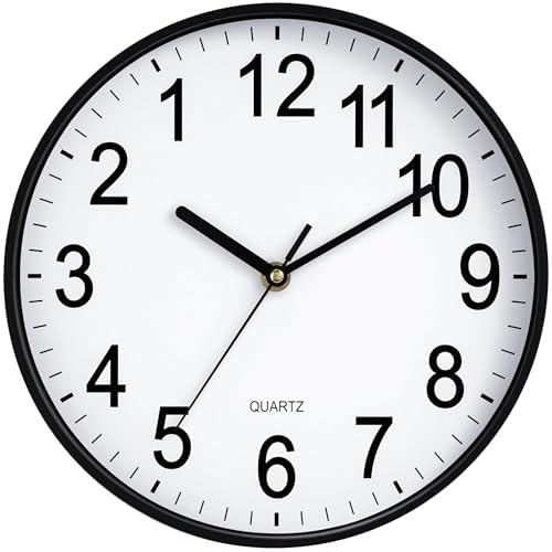 Backwards Wall Clock 12 inch Run Counterclockwise Reverse Clock Novel Decorative Wall Clock Battery Operated with Large Numbers