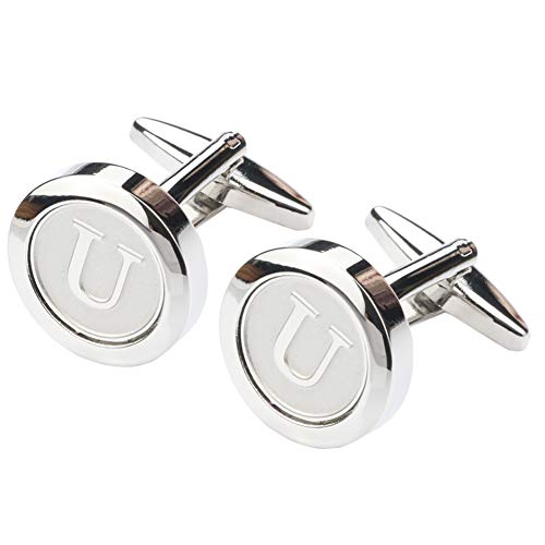 image for Dannyshi Mens Classic Stainless Steel Initial Cufflinks 26 Alphabet In