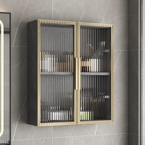 Armoire murale de salle de bain luxe en bois massif et verre trempé