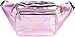 Holographic Fanny Pack Belt bag - Crossbody Waist Bag for Men or Women - Hands-Free, Waterproof Large Bumbag for Hiking, Running, and Travel (Pale Pink)