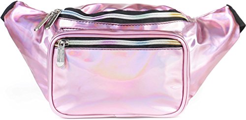 Image of Sojourner Holographic Rave Fanny Pack - Packs for Festival Women, Men | Cute Fashion Waist Bag Belt Bags (Pale Pink)