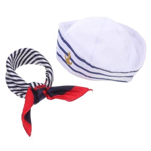 GAROZATION Sailor Captain Costume Hat Lightweight Portable Captain Hat Scarf Set for Outdoor Festival