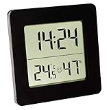 Hygrometer digital: Auf dem digitalen Display sehen Sie die Uhrzeit, die aktuelle Raumtemperatur und Luftfeuchtigkeit mit Höchst- und Tiefstwerte Funktion