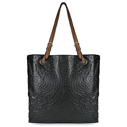 Scarleton Tote Bag for Women, Faux Leather Purses and Handbags, Shoulder Bag, Top Handle Satchel, Hobo Bag with Pouch, H1035 (Black BA, Medium)
