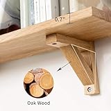 Gieanoo Oak Floating Shelf, Solid Oak wood Wall Shelf Rustic Display Shelf with 2 Triangle Brackets for Bedroom Living Room Kitchen Office Farmhouse - Image 4