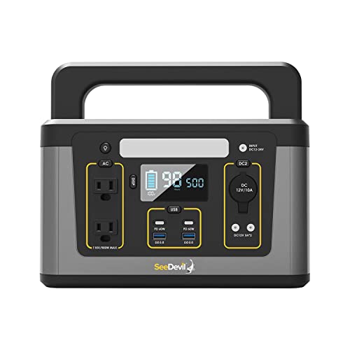 SeeDevil Portable Power Station 500W, 560Wh Lithium Battery, 110V/500W Pure Sine Wave AC Outlet, Solar Generator (Solar Panel Not Included) Great for Camping, Emergency Power, Off-Grid, Outdoor use - Image 3