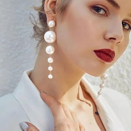 Image of Elegant Drop Pearlfect Earrings for Womens | Classic Pearl Dangle Jewelry