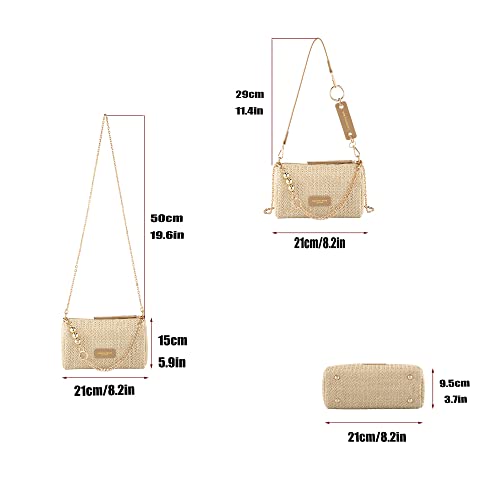 Bolso de hombro cilíndrico de paja para mujer verano miniatura 6