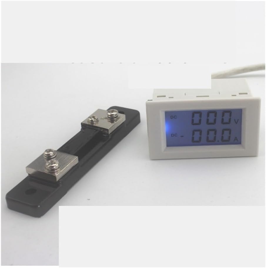 DC 0-199.9V 0-50A Dual LCD Display Voltage and Current Meter Voltmeter Ammeter Range Blue Backlight 3~40 Input with shunt