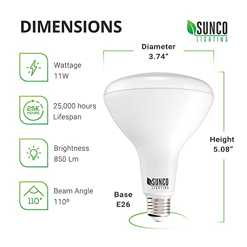 Sunco Lighting Br30 Led Bulbs Indoor Flood Lights 11W Equivalent 65W 3000K Warm White, 850 Lm, E26 Base, 25,000 Lifetime Hours, Interior Dimmable Recessed Can Light Bulbs - Ul & Energy Star 6 Pack #TOP1