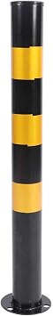 dsfgybj Safety Bollard, 30inch Height Steel Bollard Post with Reflective Film, Rounded Edges Yellow Pipe Bolt Down Parking Barrier for Hazard Warning, Traffic Control, Parking Space