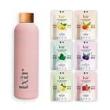 LXIR DRINK - Eau aromatisée en pastille sans sucre - Boisson multivitamines - Riche en vitamines C et B - Hydratation quotidienne - Beauté de la peau - Vitalité - 60 unités - 5 saveurs + 1 gourde ROSE