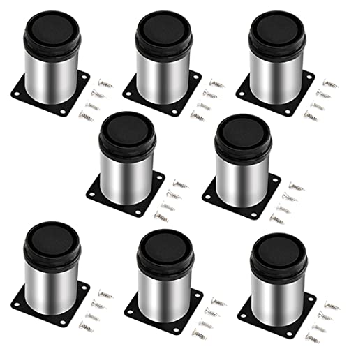 COSYLIFE 8 Stück Verstellbar Möbelfuß Edelstahl Möbelbeine 50x60 mm Tischbeine, Schrankfüsse, Metallfüsse, Füße für Möbel, Küche, Schreibtisch, Tischbeine, Möbel Beine, Füße Arbeitsplatte Cover
