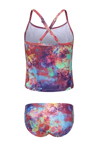 Image of Girls Two Piece Tankini Swimsuits Hawaiian Ruffle Bathing Suit Summer Beach Swimwear Set