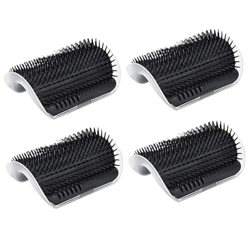 Changyeah 4 spazzole morbide per gatto, angolo massaggiante Pet, spazzola angolare da parete giocattolo con erba