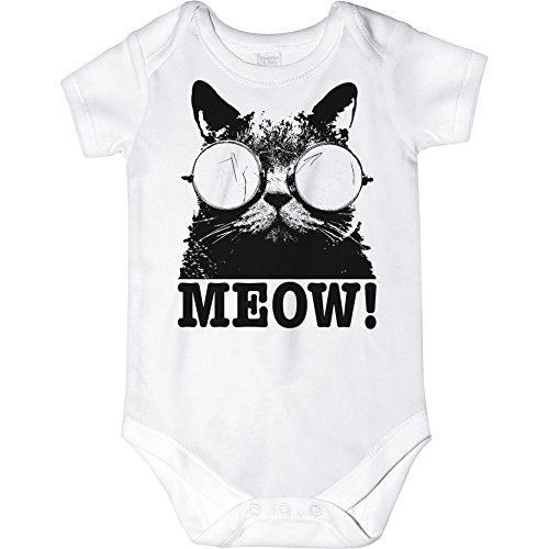 CarefreeTees Cats Meow Cat Lovers (Unisex Baby Bodysuit Size 3M Black Design)