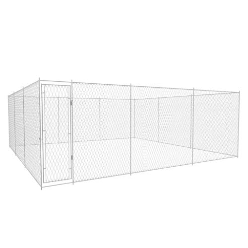 vidaXL Outdoor Dog Kennel Dog House Dog Cage with 4 Anchors Hot-dip Chain Link Fence Lockable Kennel Galvanized Steel… - Image 3