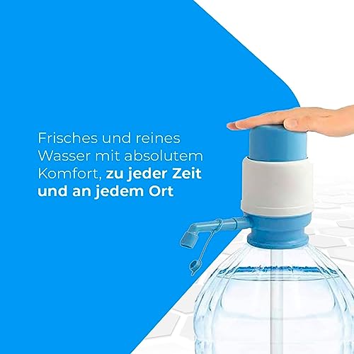 NK Universal Wasserspender - Manueller Dosierer für Flaschen, Fässer - Kompatibel mit Flaschen von 2,4,6,8,10 und 12L, mit Adapter von 3,8 und 4,8 cm - Weiß und Blau