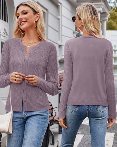 Image of Arach&Cloz Women's Cable Knit Fall Soft Lightweight Sweater Cardigans 2025