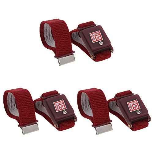 Image of Othmro 3Pcs PWH Cordless Anti Static ESD Wrist Strap Wireless Antistatic Wristband Flexible Woven Wrist Strap Discharge Band for Electronic Maintenance Dust-Free Workshop Red