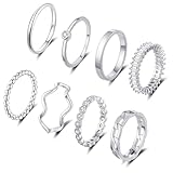 WFYOU Gold Rings for Women Non Tarnish 8PCS 14K Gold Plated Stacking Ring for Women Band Simple Cute Stackable Knuckle Silver Rings for Women Dainty Gold Statement Ring Set Size 4-11 Jewelry 10