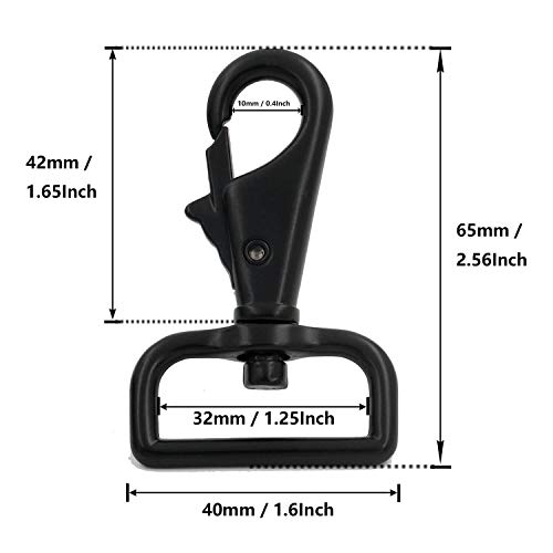 Tianbang Black 1.25" Inside Dia D Ring Lobster Clasp Claw Swivel Eye Hole For Strap Pack Of 5 #TOP4