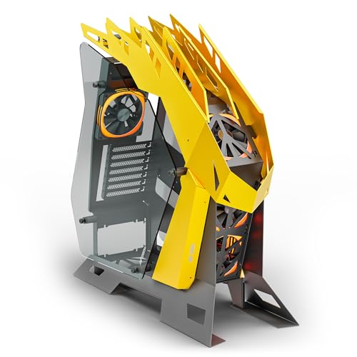 Image of Ant Esports Cypher G7 Mid-Tower ATX Computer Case /Gaming Cabinet - Black-Yellow | Support ATX, Micro-ATX, Mini-ITX | Pre-Installed 6 ARGB-PWM Remote Controlled Fans