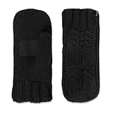 Isotoner Women’s Chunky Cable Knit SherpaSoft Mittens,  Black,  One Size