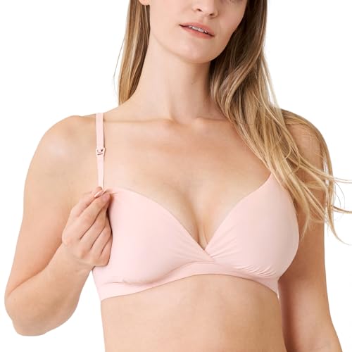 MOMANDA Donna Reggiseno Allattamento Senza Ferretto V Reggiseno del Collo Senza Cuciture maternità Rosa Nudo M