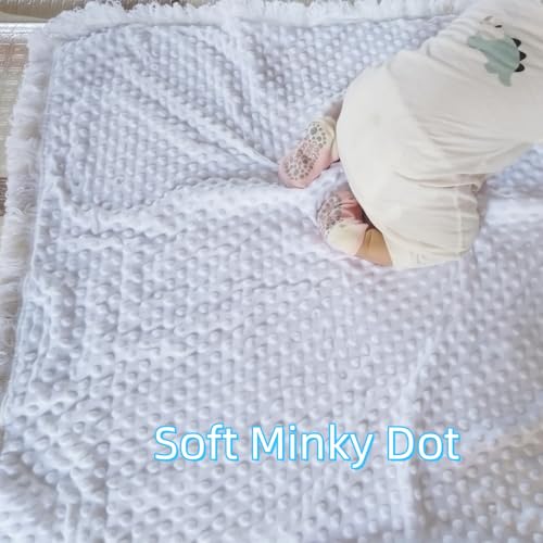 Image of Baby Blanket White Baptism Gifts for Girl Boys First Communion Christening Christian Gifts for Kids White Soft Crochet Knitted Towel