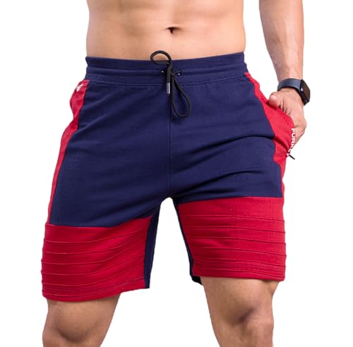 Image of Men's Cotton Regular Fit Casual Shorts with Side Zipper Pockets, Design for Casual, Gym and Sporty Looks