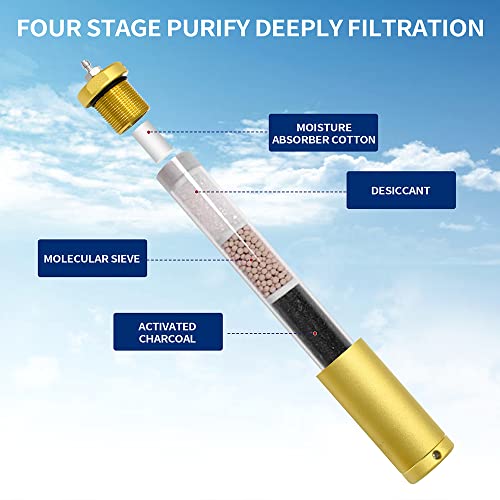 TUXING 4500Psi Pcp Luftkompressor Öl-Wasser-Filter,Hochdruck-Luftfilter,Tauchen Wasser-Öl-Abscheider mit 8mm weiblich und männlich Schnellanschluss für Pcp Luftgewehr Scuba Tank Laden L350*OD49*ID36mm