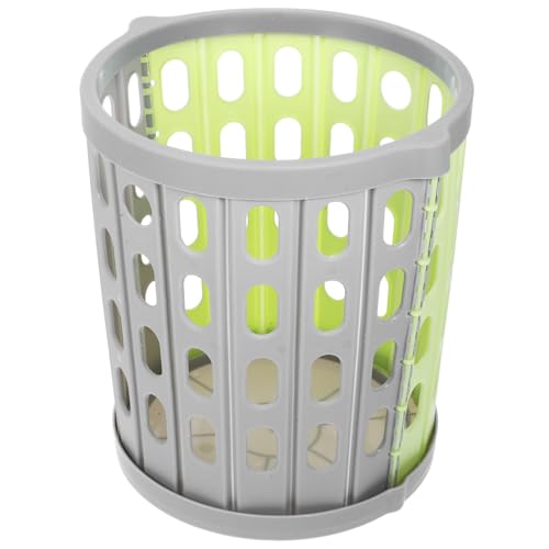 OHPHCALL Cubo de Basura Plegable Pequeño sin Tapa Plástico Resistente Gris Verde Papelera Hueca para Dormitorio Baño y Oficina Práctico Cubo Portátil para Reciclaje y Almacenamiento