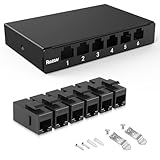 PBAEGAV Patch Panel 6 Port 0.5U with Inline Cat6A Keystone Jack【EC Listed】 10G Support STP 10 Inch for Cat6A,Cat6,Cat5e (with Cat6A Keystone Jack Shielded)