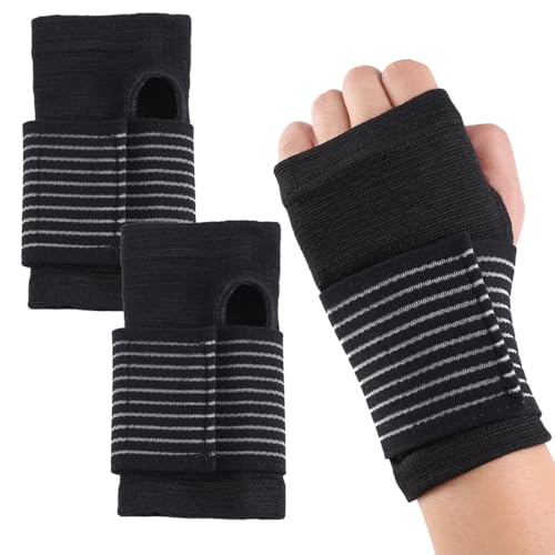2pcs Ajustable Muñequeras Tunel Carpiano, Órtesis Muñequera de Protección de Muñeca,Muñequera Tendinitis Muñeca, Muñequera Deportiva Cómoda y Adaptable, Ferula Elástica Transpirable (Negro)
