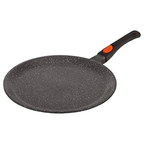 KAMBERG - Crepe Pan 32 cm - Removable Handle - Cast Aluminium - Stone Type Coating - Suitable for All Heat Sources Including Induction - PFOA Free Cover