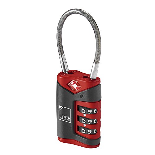 Lewis N. Clark TSA Cable Lock, Red, Single Lewis N. Clark TSA Cable Lock, Red, Single