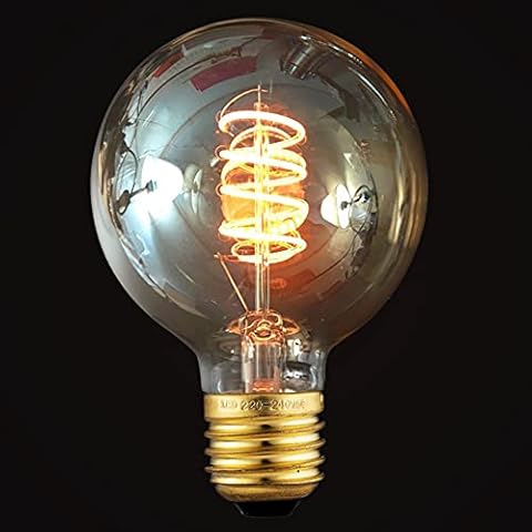 Vintage Edison LED Light Bulb 4W Globe Style G80 Decorative Spiral LED Filament Bulb, E27 Screw Base Warm White 2200K,40W Equivalent Cover