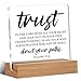 Christian Bible Verse Gifts for Women Men, Proverbs Trust in The Lord Scripture Quote Acrylic Plaque Sign With Wooden Stand, Religious Faith Home Office Decor 4x4 Inch