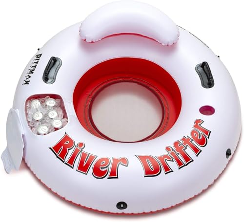 Inflatable River Tube with Built in Ice Chest - Inflatable River Tube for Floating has Cup Holders, Grab Rope & Handles - Heavy Duty Raft Holds up to 300lb's - Ideal for Lazy Floaties, Lakes or Pool