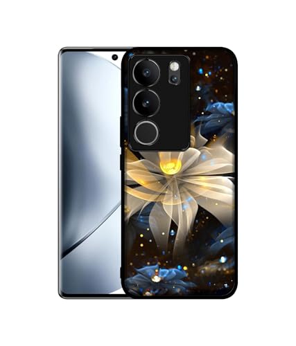 Image of Art Flower Design Premium 2D Printed Metal Back Case Cover for Vivo V29 5G / V29 Pro 5G