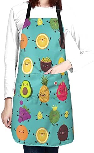 TONYSTAR Lovely Fruit Collection Aprons for Women with Pockets | 28 X 33 Inches | Cooking, Baking, Kitchen, Chef, Men's Apron | Christmas Gift | Waterproof and Adjustable Strap at Neck & Waist Ties